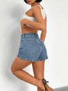 Kadın Yüksek Bel Denim Şort Basic Jean Şort Günlük Rahat Kalıp Yazlık