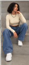 Kadın Yüksek Bel Geniş Paça Destroylu Yıkamalı  (Wide Leg) Jean Pantolon — Rahat Kalıp Günlük Denim