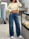 Kadın Yüksek Bel Geniş Paça (Wide Leg) Jean Pantolon — Rahat Kalıp Günlük Denim