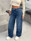 Kadın Yüksek Bel Geniş Paça (Wide Leg) Jean Pantolon — Rahat Kalıp Günlük Denim