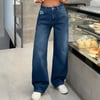 Kadın Yüksek Bel Geniş Paça (Wide Leg) Jean Pantolon — Rahat Kalıp Günlük Denim