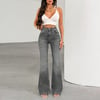 Kadın Yüksek Bel Gri İspanyol Paça Jean — Dar Kesim Flare (Bootcut) Kot PantolonNN