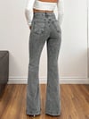 Kadın Yüksek Bel Gri İspanyol Paça Jean — Dar Kesim Flare (Bootcut) Kot PantolonN
