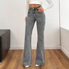 Kadın Yüksek Bel Gri İspanyol Paça Jean — Dar Kesim Flare (Bootcut) Kot PantolonN