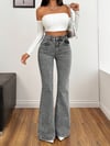 Kadın Yüksek Bel Gri İspanyol Paça Jean — Dar Kesim Flare (Bootcut) Kot PantolonN