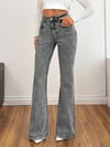 Kadın Yüksek Bel Gri İspanyol Paça Jean — Dar Kesim Flare (Bootcut) Kot PantolonN