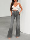 Kadın Yüksek Bel Gri İspanyol Paça Jean — Dar Kesim Flare (Bootcut) Kot PantolonNN