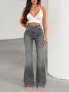 Kadın Yüksek Bel Gri İspanyol Paça Jean — Dar Kesim Flare (Bootcut) Kot PantolonNN