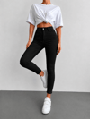 Kadın Yüksek Bel Likralı Siyah Skinny Jean Pantolon