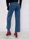 Kadın Yüksek Bel Mavi Cropped Bol Paça Jean — Wide Leg Kısa Paça Rahat Kesim Kot Pantolon