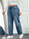 Kadın Yüksek Bel Mom Fit Mavi Kot Pantolon Battal