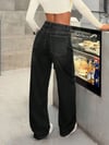 Kadın Yüksek Bel Siyah Bol Paça (Wide Leg) Kot Pantolon — Rahat Kesim Günlük Jean