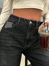 Kadın Yüksek Bel Siyah Bol Paça (Wide Leg) Kot Pantolon — Rahat Kesim Günlük Jean