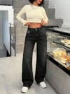 Kadın Yüksek Bel Siyah Bol Paça (Wide Leg) Kot Pantolon — Rahat Kesim Günlük Jean