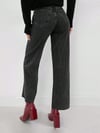 Kadın Yüksek Bel SiYAH Cropped Bol Paça Jean — Wide Leg Kısa Paça Rahat Kesim Kot Pantolon