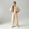 Kız Çocuk Alt Üst Takım Geniş Paça Rahat Kalıp Günlük Şık Takım Esnek Kumaş Modern Stil
