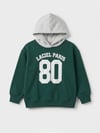 Unisex Çocuk Kapüşonlu 80 Baskılı Sweatshirt ve Jogger Alt Üst 2'li Eşofman Takımı Yeşil Gri