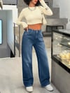 Yüksek Bel Bol Paça Kadın Jean Pantolon – Günlük Rahat Kesim Denim