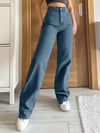 Yüksek Bel Geniş Paça (Wide Leg) Kadın Jean Pantolon — Rahat Kalıp Günlük Denim