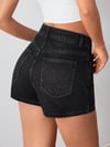 Yüksek Bel Siyah Jean Şort Kadın  Denim Şort