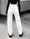 Yüksek Bel Straight Fit Kadın Jean Pantolon – Optik Beyaz Rahat Kesim Denim