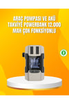 12.000 mAh Akü Takviye Powerbank Dahili Hava Doldurma Dijital Ekranlı