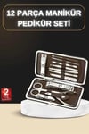 12 Parça Manikür Pedikür Seti Özel Deri Çanta El Ayak Bakımı Akne ve Temizleme
