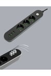 2 Metre Kablolu 3 USB Portlu Anahtarlı Üçlü Priz