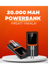20.000 mAh Powerbank – 22.5W Hızlı Şarj, Çok Kablolu, Dijital Göstergeli