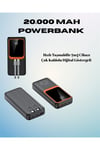 20000 mAh Powerbank | Çok Kablolu, Dijital Göstergeli, Yüksek Hızlı Şarj Cihazı