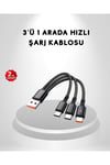 3’ü 1 Arada Hızlı Şarj Kablosu iOS Android Type-C Uyumlu ve Dayanıklı
