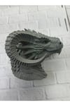 3D Ejderha Başı Heykeli Koleksiyonluk Dekoratif Figür 22x17 cm