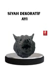 3D Siyah Ayı Başı Duvar Süsü Özel Tasarım Dekoratif Heykel 25x19 cm