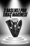 3'lü Set Saç Sakal Kesme Traş Makinesi Burun Kılı Alma Tıraş Makinesi
