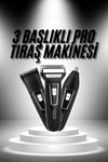 3'lü Set Saç Sakal Kesme Traş Makinesi Burun Kılı Alma Tıraş Makinesi