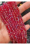 4 mm kırmızı piramit kristal boncuk