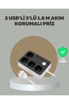 4 Prizli 3 USB Portlu Anahtarlı Akım Korumalı Priz
