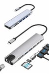 8 Port Çoklayıcı Macbook Ile Uyumlu Çoğaltıcı Type-C dönüştürücü TF SD kart