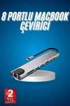 8 Port Çoklayıcı Macbook Ile Uyumlu Çoğaltıcı Type-C Dönüştürücü Tf Sd Kart