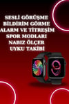 Akıllı Saat Arama Görüşme Bildirim Görme Uyku ve Sağlık Takibi Nabız Ölçer 3 Kordon Hediy