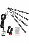 Araç İçi Ayak Altı 12'li Şerit Led Işık Uzaktan Kumandalı RGB Işıklı Ses ve Müziğe Duya