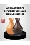 Aromaterapi Difüzör Ahşap Desenli ve Ultrasonik Nemlendirici LED Işıklı