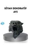 Ayı Tasarım Siyah 3D Duvar Heykeli