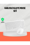 Beyaz Kablosuz Klavye Fare Seti Kablosuz Fare USB Alıcı PC Uyumlu