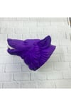 BFS Mor Renk 3D Kurt Başı Duvar Dekoru Asılabilir Maskot Heykel 25x19 cm