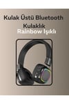 Bluetooth 5.3 Rainbow Işıklı Kulak Üstü Kablosuz Kulaklık