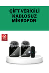 Canlı Yayın ve Video Çekimleri İçin Çiftli Kablosuz Yaka Mikrofon