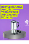 Çelik Gövdeli Araç İçi Isıtıcı Termos Bardak 450 ml Kapasiteli