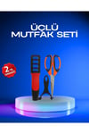 CEYLAN ADAM Profesyonel Mutfak Makas Seti – Kesim Makası + Soyacak + Bileyici