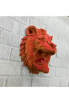 Dekoratif Asılabilir Aslan Başı 3D Duvar Heykeli Gold Red 20x21 cm
